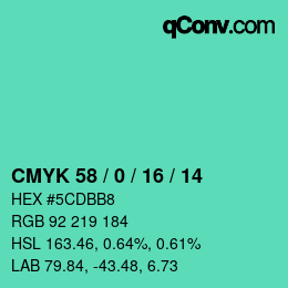 颜色代码: CMYK 58 / 0 / 16 / 14 | qconv.com