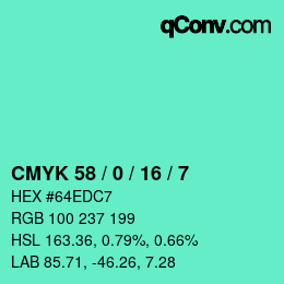 颜色代码: CMYK 58 / 0 / 16 / 7 | qconv.com