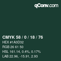 カラーコード: CMYK 58 / 0 / 18 / 76 | qconv.com