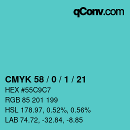 Color code: CMYK 58 / 0 / 1 / 21 | qconv.com