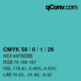 カラーコード: CMYK 58 / 0 / 1 / 26 | qconv.com