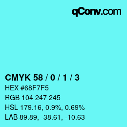 Color code: CMYK 58 / 0 / 1 / 3 | qconv.com