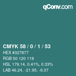 Color code: CMYK 58 / 0 / 1 / 53 | qconv.com