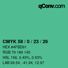 Color code: CMYK 58 / 0 / 23 / 26 | qconv.com