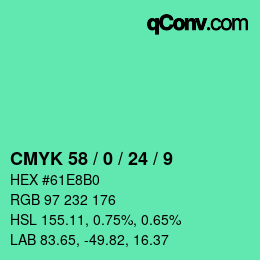 カラーコード: CMYK 58 / 0 / 24 / 9 | qconv.com