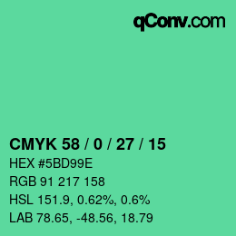 Color code: CMYK 58 / 0 / 27 / 15 | qconv.com