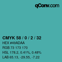 Color code: CMYK 58 / 0 / 2 / 32 | qconv.com