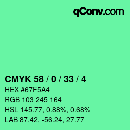 カラーコード: CMYK 58 / 0 / 33 / 4 | qconv.com