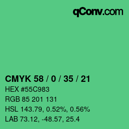 Color code: CMYK 58 / 0 / 35 / 21 | qconv.com