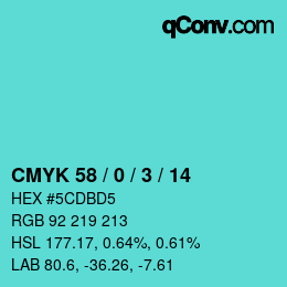 Color code: CMYK 58 / 0 / 3 / 14 | qconv.com