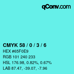 カラーコード: CMYK 58 / 0 / 3 / 6 | qconv.com