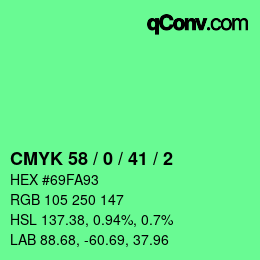 Color code: CMYK 58 / 0 / 41 / 2 | qconv.com