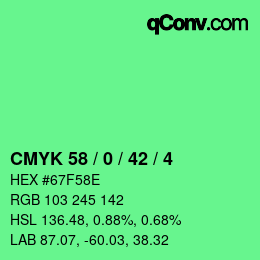 カラーコード: CMYK 58 / 0 / 42 / 4 | qconv.com