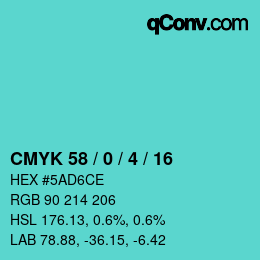 Código de color: CMYK 58 / 0 / 4 / 16 | qconv.com