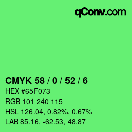 カラーコード: CMYK 58 / 0 / 52 / 6 | qconv.com