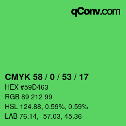 Color code: CMYK 58 / 0 / 53 / 17 | qconv.com