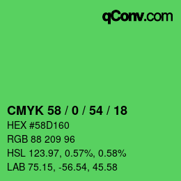 颜色代码: CMYK 58 / 0 / 54 / 18 | qconv.com