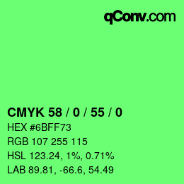 颜色代码: CMYK 58 / 0 / 55 / 0 | qconv.com