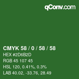 Color code: CMYK 58 / 0 / 58 / 58 | qconv.com