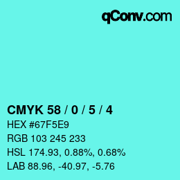 Color code: CMYK 58 / 0 / 5 / 4 | qconv.com