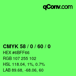 Color code: CMYK 58 / 0 / 60 / 0 | qconv.com
