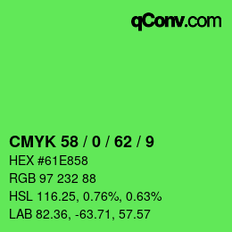 Código de color: CMYK 58 / 0 / 62 / 9 | qconv.com