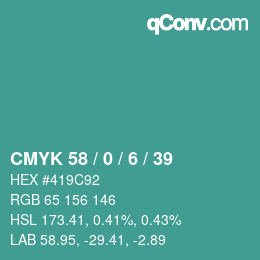 Color code: CMYK 58 / 0 / 6 / 39 | qconv.com