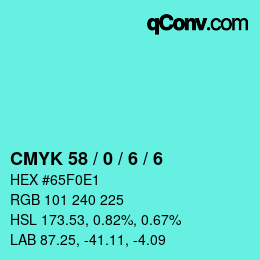 颜色代码: CMYK 58 / 0 / 6 / 6 | qconv.com