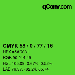 Color code: CMYK 58 / 0 / 77 / 16 | qconv.com