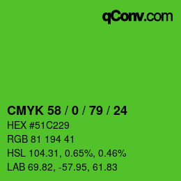 颜色代码: CMYK 58 / 0 / 79 / 24 | qconv.com