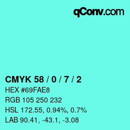 Color code: CMYK 58 / 0 / 7 / 2 | qconv.com