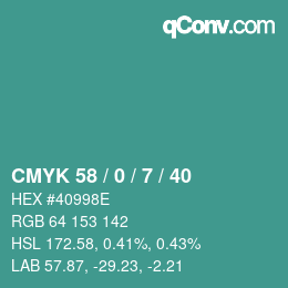 Color code: CMYK 58 / 0 / 7 / 40 | qconv.com