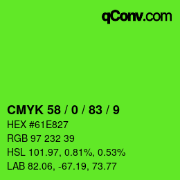 カラーコード: CMYK 58 / 0 / 83 / 9 | qconv.com