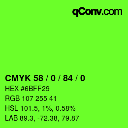 Farbcode: CMYK 58 / 0 / 84 / 0 | qconv.com
