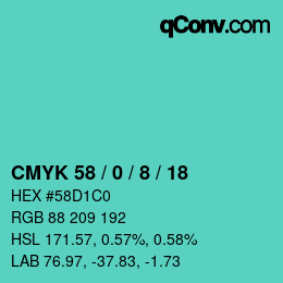 Código de color: CMYK 58 / 0 / 8 / 18 | qconv.com