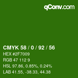 Código de color: CMYK 58 / 0 / 92 / 56 | qconv.com