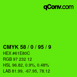 颜色代码: CMYK 58 / 0 / 95 / 9 | qconv.com