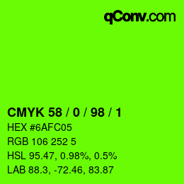 Color code: CMYK 58 / 0 / 98 / 1 | qconv.com