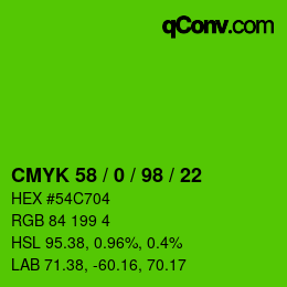 Color code: CMYK 58 / 0 / 98 / 22 | qconv.com