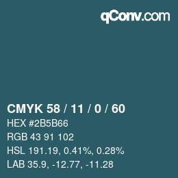 カラーコード: CMYK 58 / 11 / 0 / 60 | qconv.com