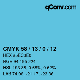 Color code: CMYK 58 / 13 / 0 / 12 | qconv.com
