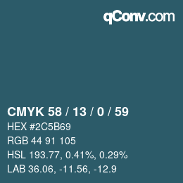 Código de color: CMYK 58 / 13 / 0 / 59 | qconv.com