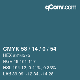 カラーコード: CMYK 58 / 14 / 0 / 54 | qconv.com
