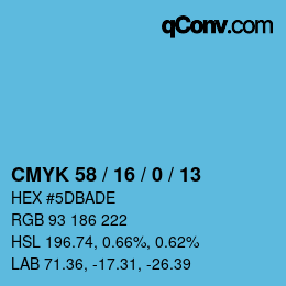Color code: CMYK 58 / 16 / 0 / 13 | qconv.com