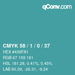 カラーコード: CMYK 58 / 1 / 0 / 37 | qconv.com