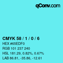 Color code: CMYK 58 / 1 / 0 / 6 | qconv.com