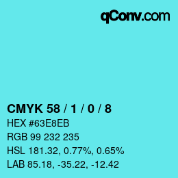颜色代码: CMYK 58 / 1 / 0 / 8 | qconv.com