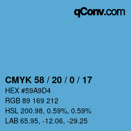 颜色代码: CMYK 58 / 20 / 0 / 17 | qconv.com
