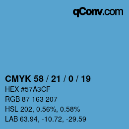 Farbcode: CMYK 58 / 21 / 0 / 19 | qconv.com