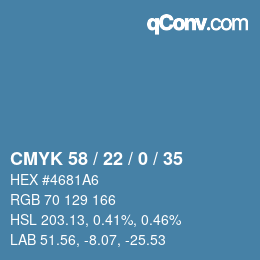 Color code: CMYK 58 / 22 / 0 / 35 | qconv.com